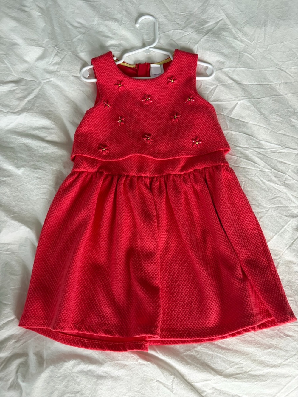 Girls Red Sleeveless Embellished Party Dress
